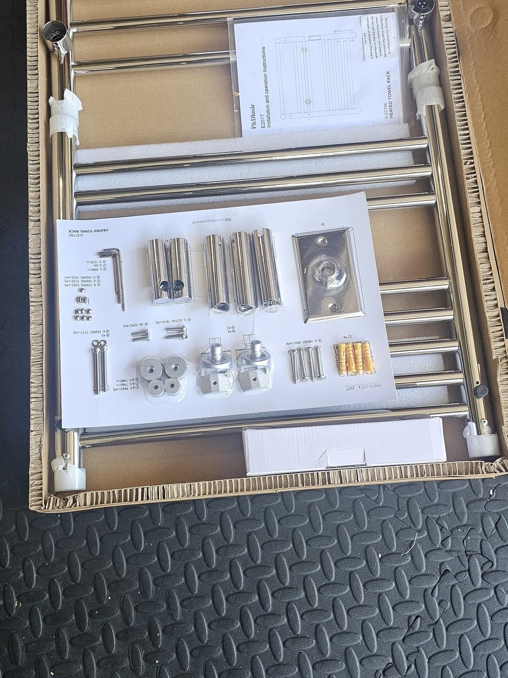 Chrome Heated Towel Rack with Hardware